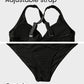 Texturiertes Bikini-Set mit Knotendetail und High-Waist-Schnitt