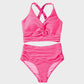 Texturiertes Bikini-Set mit Knotendetail und High-Waist-Schnitt