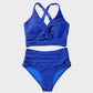 Texturiertes Bikini-Set mit Knotendetail und High-Waist-Schnitt