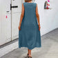Lässiges ärmelloses Damen-Maxikleid mit Rundhalsausschnitt mit Schlitz
