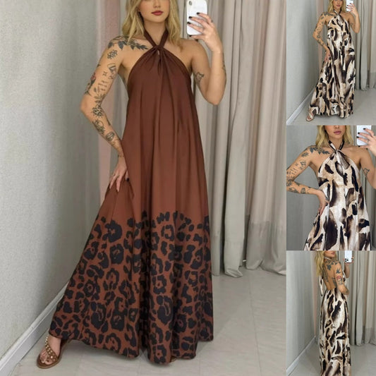 &lt;t0&gt;edrucktes  Neckholder-Maxikleid  für  Damen