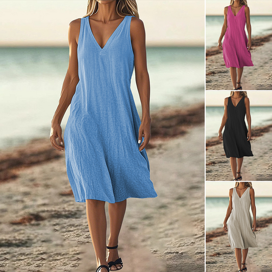 Ärmelloses Kleid mit V-Ausschnitt für Damen