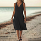 Ä&lt;&lt;&lt;t31&gt;19&gt;1&gt;melloses  Kleid  mit V-Ausschnitt für  Damen