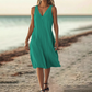 Ä&lt;&lt;&lt;t31&gt;19&gt;1&gt;melloses  Kleid  mit V-Ausschnitt für  Damen