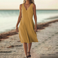 Ä&lt;&lt;&lt;t31&gt;19&gt;1&gt;melloses  Kleid  mit V-Ausschnitt für  Damen