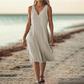 Ä&lt;&lt;&lt;t31&gt;19&gt;1&gt;melloses  Kleid  mit V-Ausschnitt für  Damen