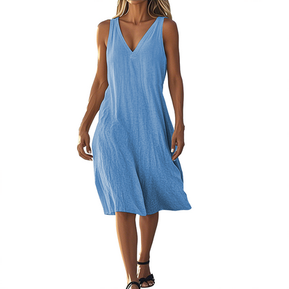 Ä&lt;&lt;&lt;t31&gt;19&gt;1&gt;melloses  Kleid  mit V-Ausschnitt für  Damen