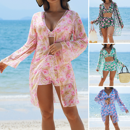 3-teiliges Bikini-Set mit Tunika für Damen