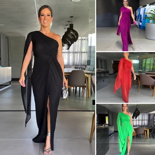 Elegantes One-Shoulder-Maxikleid für Damen mit Schlitz