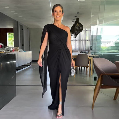 Elegantes One-Shoulder-Maxikleid für Damen mit Schlitz