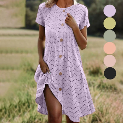 Kurzärmeliges Kleid mit Knopfleiste für Damen