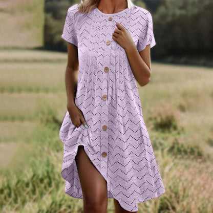 Kurzärmeliges Kleid mit Knopfleiste für Damen