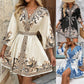 Women's Printed Tie-Waist V-Neck Dress