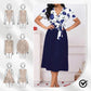 Wickelkleid mit Blumenmuster und V-Ausschnitt und Gürtel für Damen
