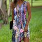Ä&lt;&lt;&lt;t36&gt;24&gt;1&gt;melloses  Damenkleid  mit V-Ausschnitt und  Druck