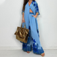 Damen-Zweiteiler: Longline-Hemdkleid & Hose mit weitem Bein