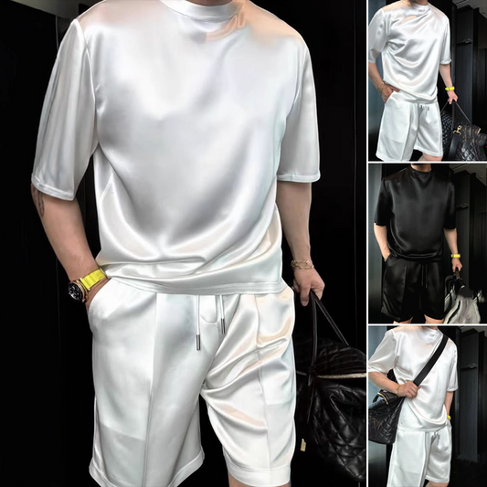 Lässiger Herren-Zweiteiler: T-Shirt & Shorts in Unifarben
