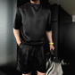 Lässiger Herren-Zweiteiler: T-Shirt & Shorts in Unifarben