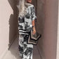Damen-Set mit Print: Top mit V-Ausschnitt & lange Hose