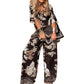 Damen-Set mit Print: Top mit V-Ausschnitt & lange Hose