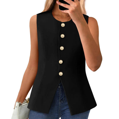 &lt;&lt;&lt;&lt;&lt;t42&gt;41&gt;23&gt;8&gt;0&gt;nzugweste  für  Damen  mit Rundhalsausschnitt und  Knopfleiste