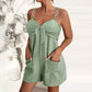Damen lässiger ärmelloser Jumpsuit mit Shorts