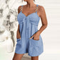 Damen lässiger ärmelloser Jumpsuit mit Shorts