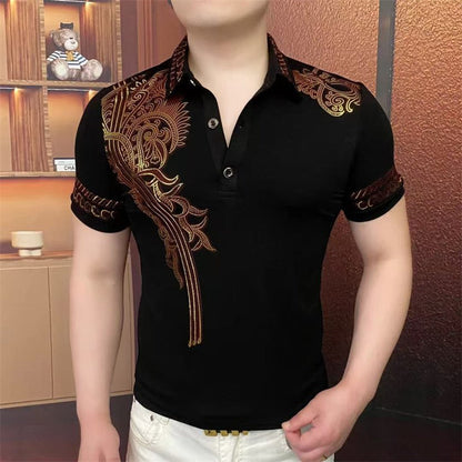 Stilvolles Herren-T-Shirt mit Hemdkragen und drei Knöpfen