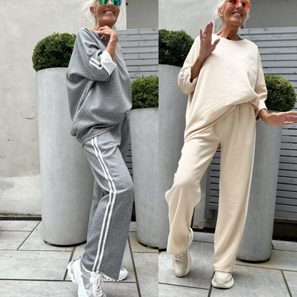 Women’s Casual Striped Tops ＆ Wide-Leg Pants 2-Piece Set