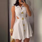 Elegantes, sexy, ärmelloses Kleid mit V-Ausschnitt für Damen