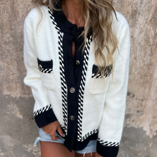 Cardigan mit Knöpfen und Farbkontrast
