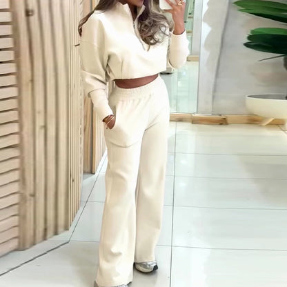 Damen-Zweiteiler: Sweatshirt & Hose mit hohem Bund