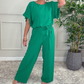 Damen-Jumpsuit mit lockerem Schnitt, kurzen Ärmeln, Gürtel und weitem Bein