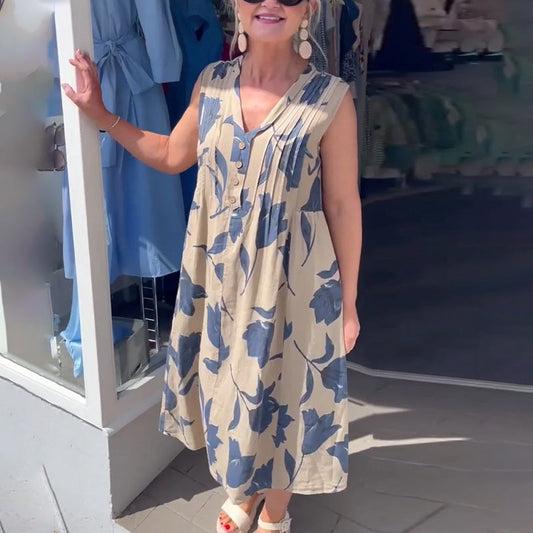Ärmelloses Maxikleid für Damen mit Print