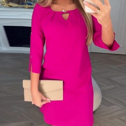 Einfarbiges, knielanges Damenkleid