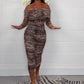 Schulterfreies, figurbetontes Kleid mit Leopardenmuster für Damen