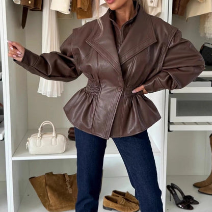 Einfarbige Jacke mit Revers