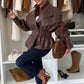 Einfarbige Jacke mit Revers
