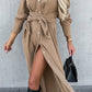 Damen-Langarm-Hemdblusenkleid
