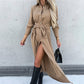 Damen-Langarm-Hemdblusenkleid
