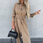 Damen-Langarm-Hemdblusenkleid