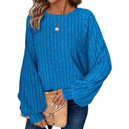 Rippstrick-Pullover mit lockerer Passform für Damen