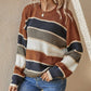 Locker gestreifter Pullover für Damen mit langen Ärmeln