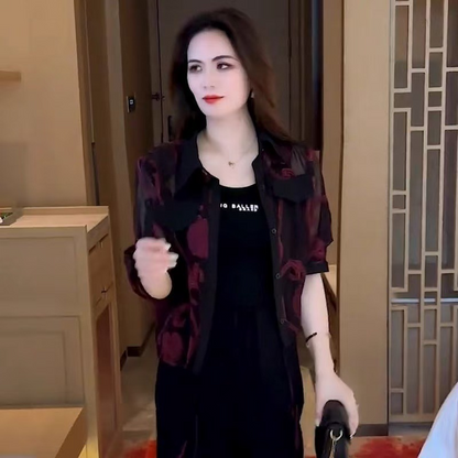 Damen Chiffonbluse mit Blumenmuster