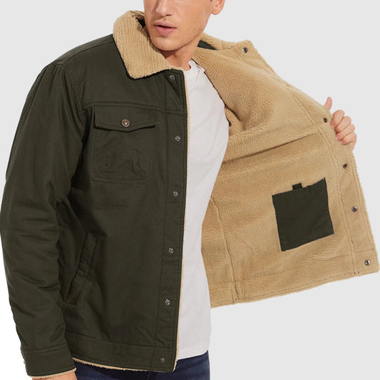 Herren Retro Western Winter Fleece Jacke