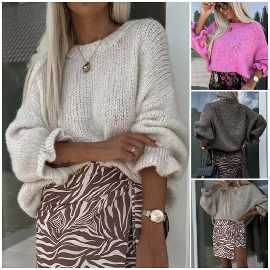Women's Solid Round-Neck Knit Sweater