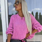 Women's Solid Round-Neck Knit Sweater