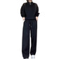 Damen-Set: Kurzes Sweatshirt mit Stehkragen und Weitbeinhose