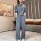Damen-Set: Kurzes Sweatshirt mit Stehkragen und Weitbeinhose
