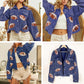 Cordjacke für Damen mit Fußball-Pailletten-Aufnäher